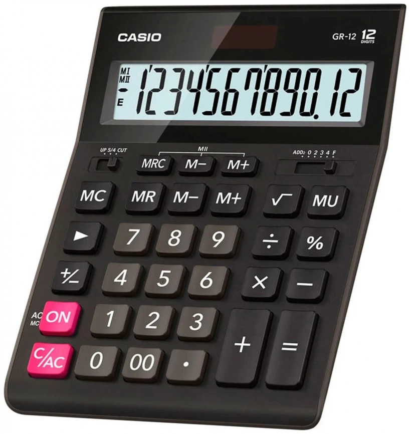 Калькулятор бухгалтерский CASIO GR-12, черный фото 1