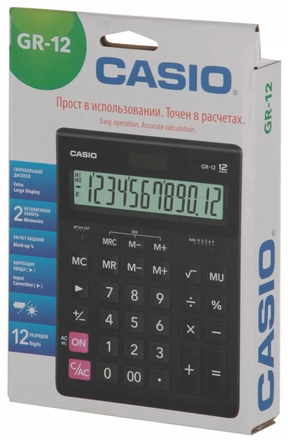 Калькулятор бухгалтерский CASIO GR-12, черный фото 2