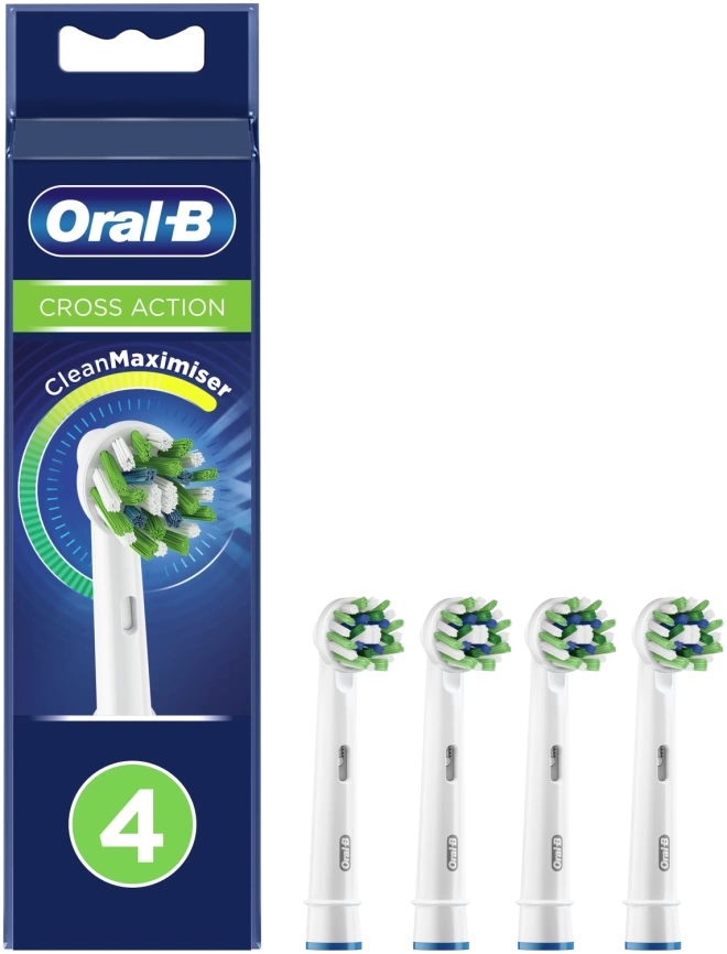 Набор насадок Oral-B Cross Action CleanMaximiser для ирригатора и электрической щетки, белый, 4 шт. фото 1